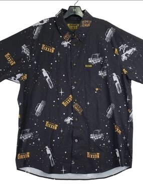Dixxon Black Short-Sleeve Button-Up Shirt with Car Print